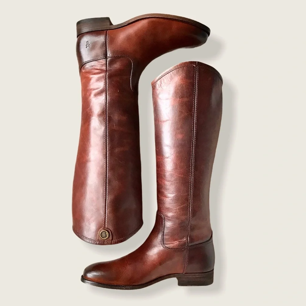 Frye Melissa Button 2 Redwood Leather Tall Boots - Picture 15 of 15